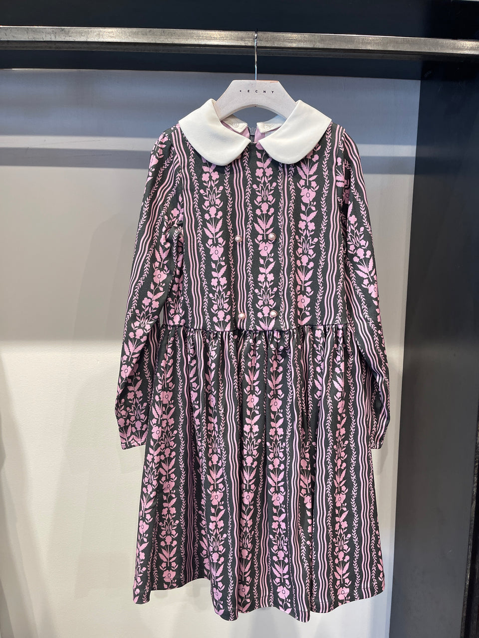 Gentile Catone Eleonora Embroidery Grey Dress- Size Up Runs Narrow