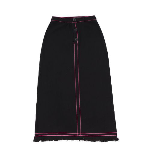 Hey Girl Pink Outlined Black Knit Maxi Skirt