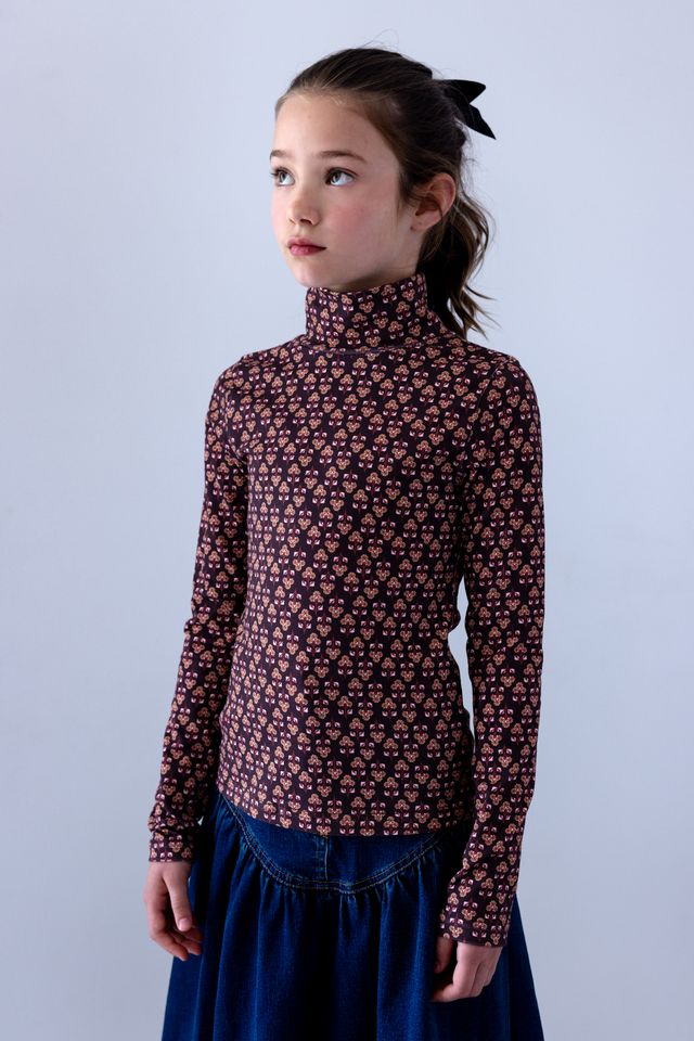 Steph Wallpaper Print Jersey Turtleneck Top