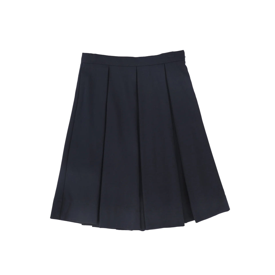 Bamboo Navy Wool Pleated Skirt