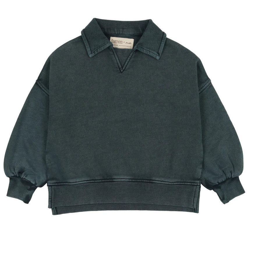 Farren and Me Washed Black Sweatshirt Polo