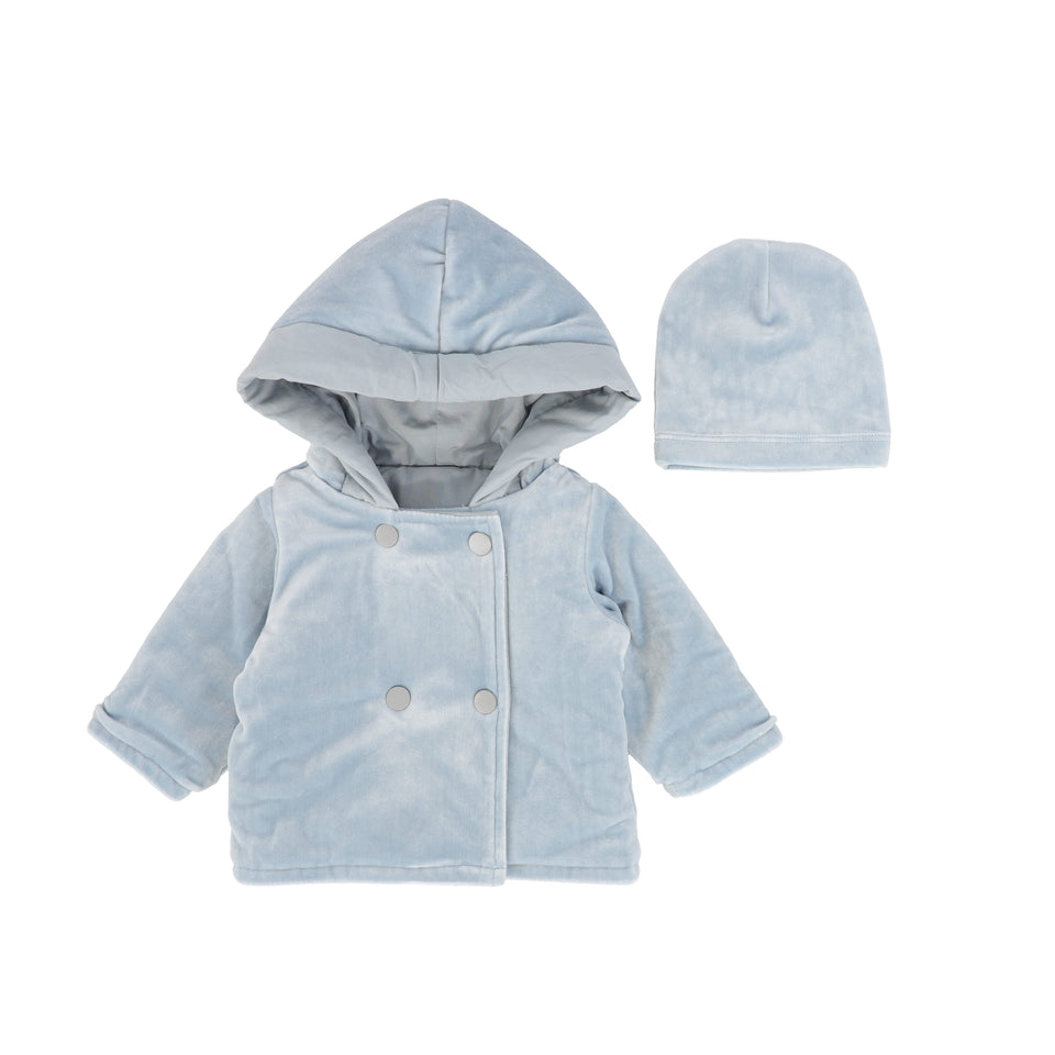 Bebe Jolee Light Blue Velour Reversible Button Jacket