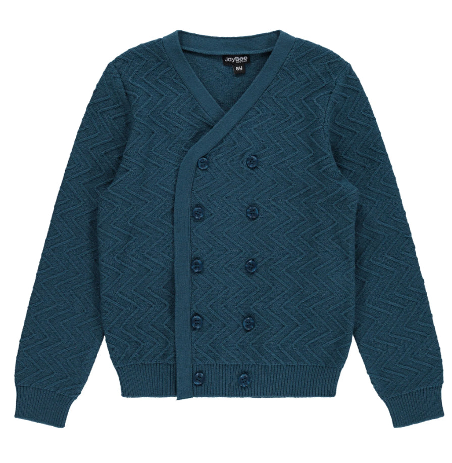 Jaybee Blue Chevron Double Breasted Cardigan