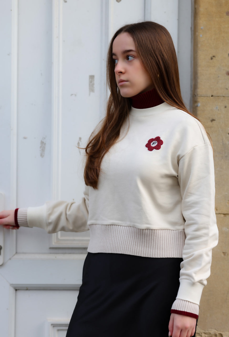 Pose Cream/Cranberry Mila Sweater