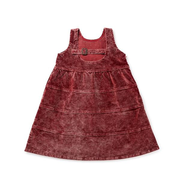 Birnham on the Sea Red Wash Corduroy Button Tab Jumper