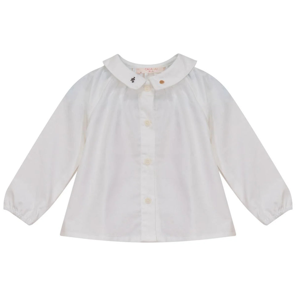 Calla Lili Cream/Brown Embroidered Shirt