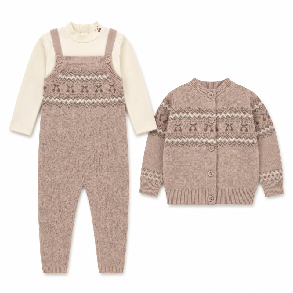 Looms Fair Isle Collection Mauve 3pc Set