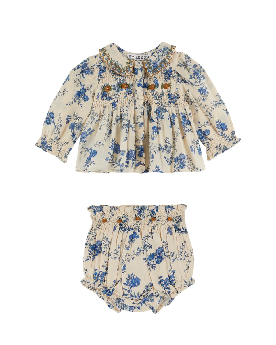 Emile & Ida Orchid Blue Bloomer Set