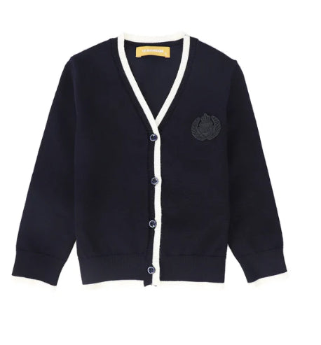 Le Bourdon Navy Trim Border Cardigan