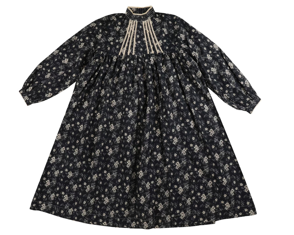 Noma Navy Floral Dress with Lace Trim