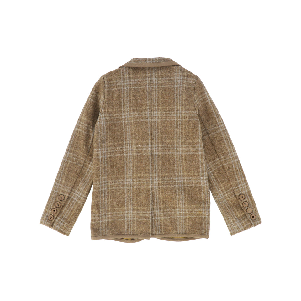 Le Bourdon Camel Plaid Print Blazer