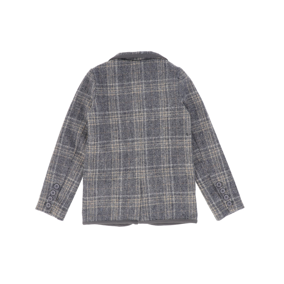 Le Bourdon Grey Plaid Print Blazer