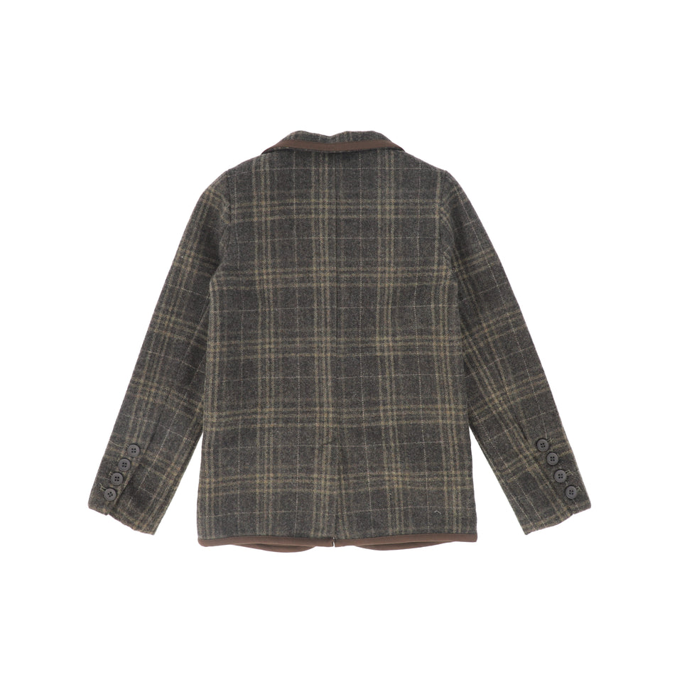 Le Bourdon Olive Plaid Print Blazer