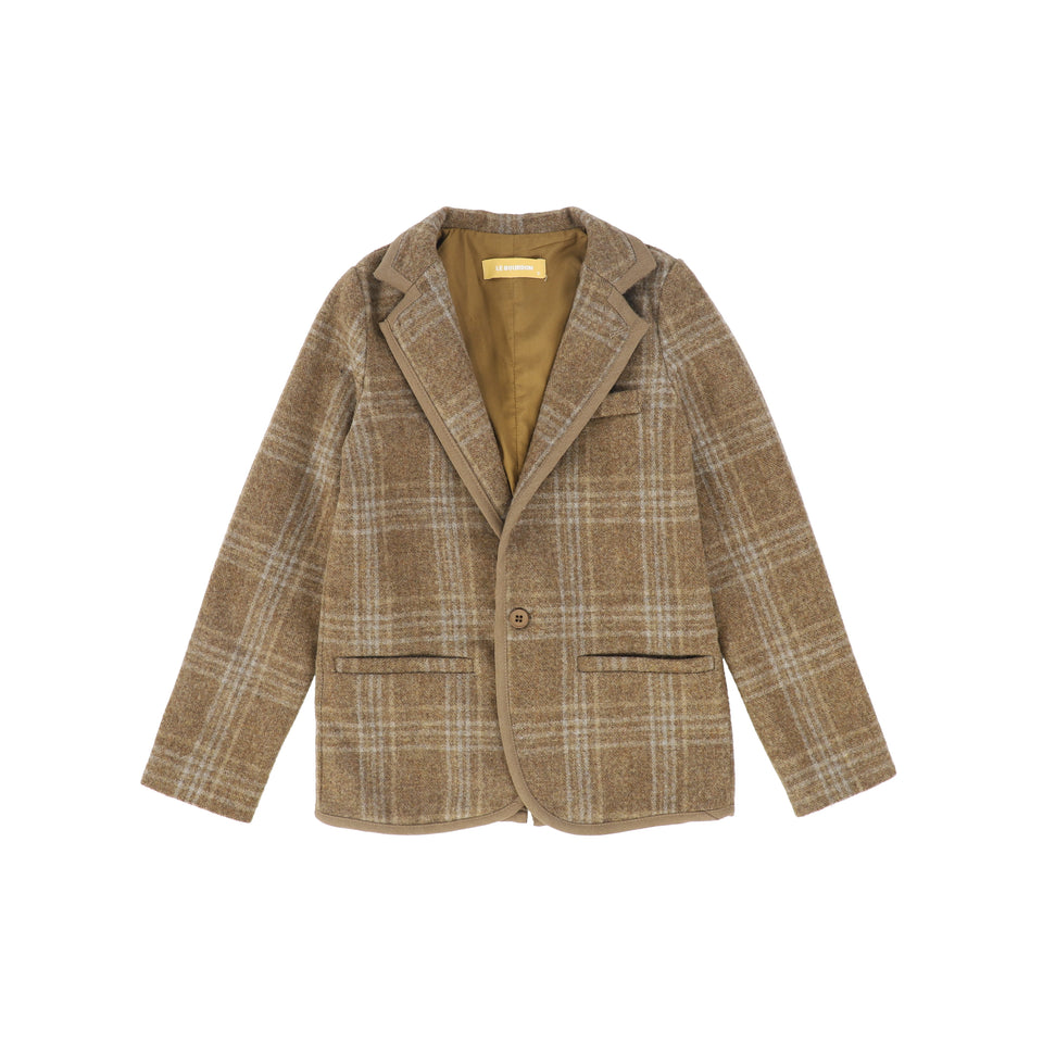 Le Bourdon Camel Plaid Print Blazer