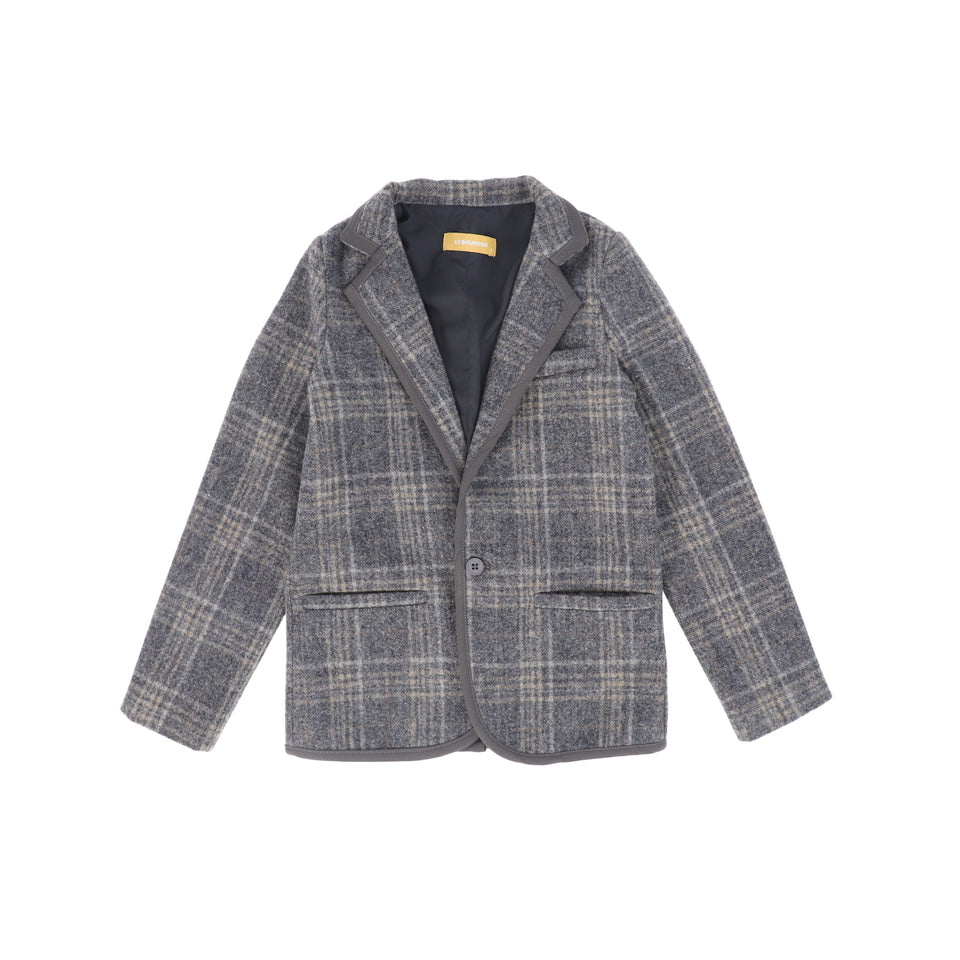 Le Bourdon Grey Plaid Print Blazer