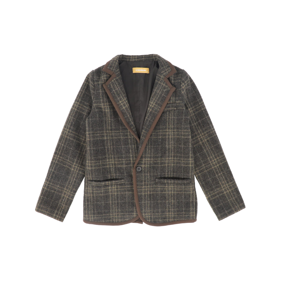Le Bourdon Olive Plaid Print Blazer