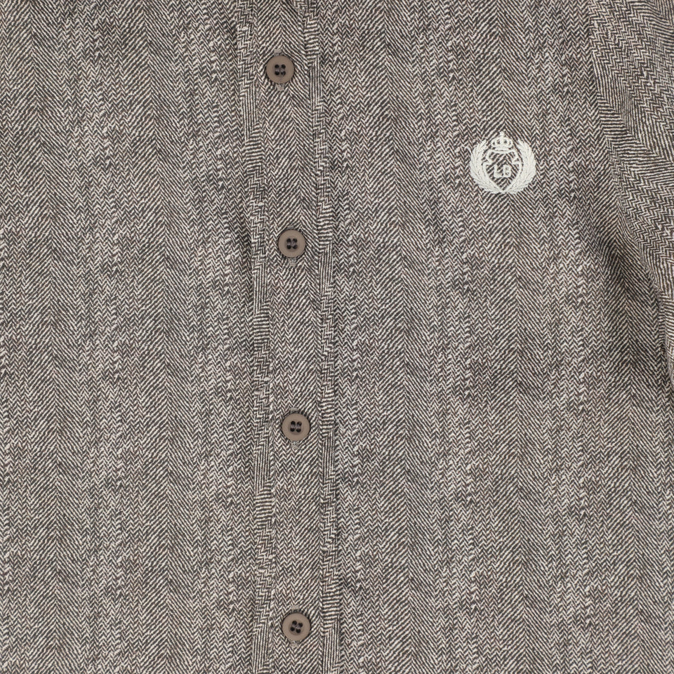 Le Bourdon Brown Printed Collar Blouse