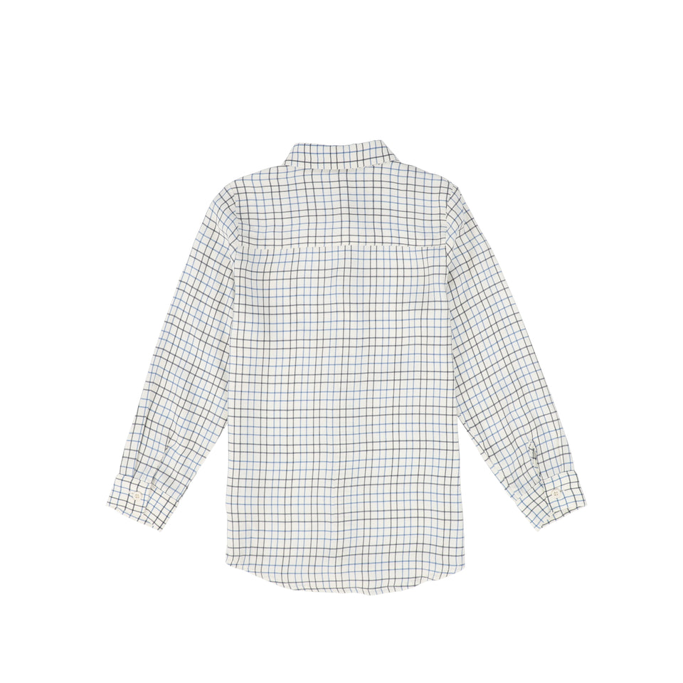 Le Bourdon White/Blue Printed Collar Blouse
