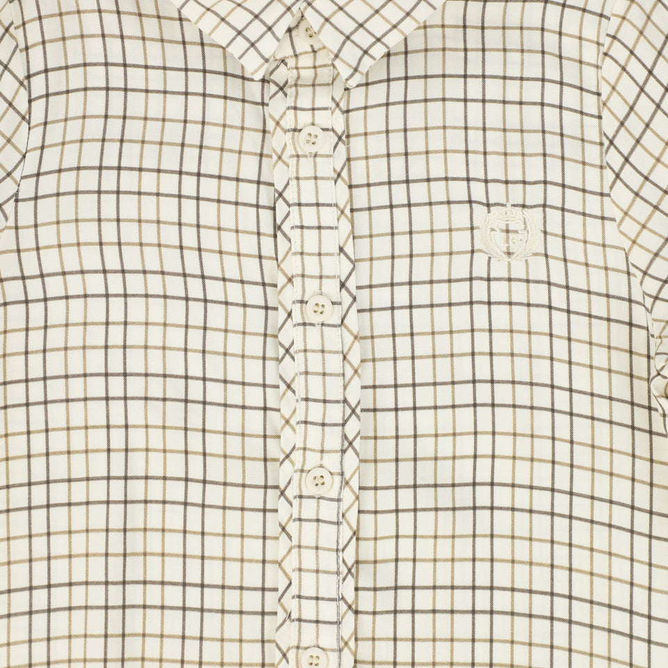 Le Bourdon White/Brown Printed Collar Blouse