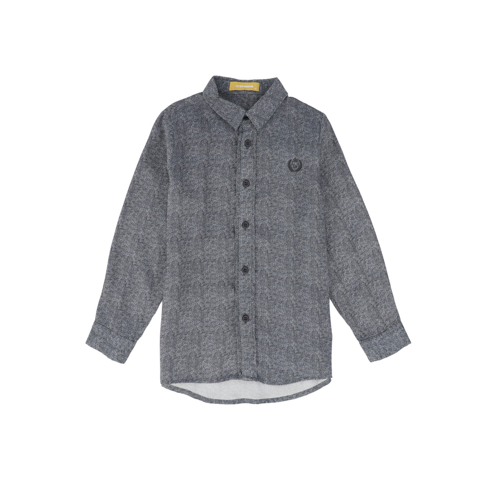 Le Bourdon Blue Printed Collar Blouse