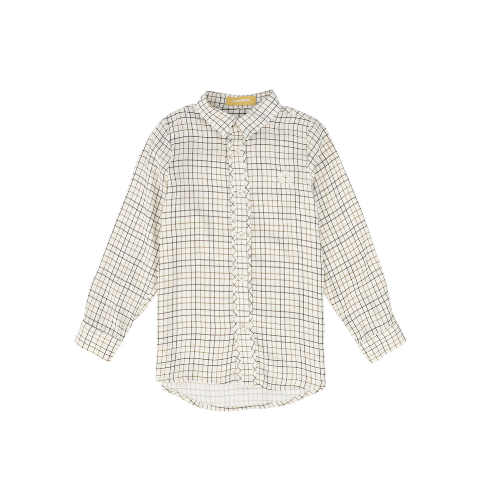 Le Bourdon White/Brown Printed Collar Blouse