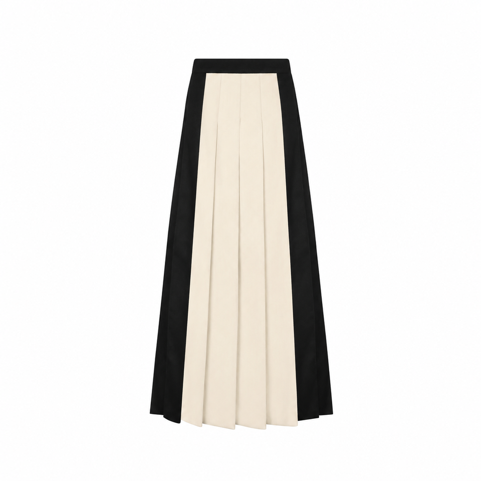 Little Parni Black Teen Two Tone Pleated Maxi Skirt