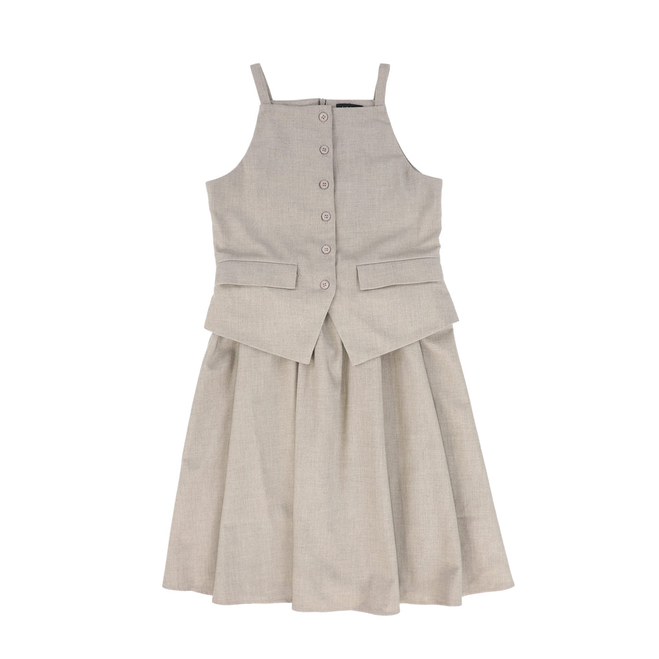 Bamboo Beige Wool Waistcoat Dress
