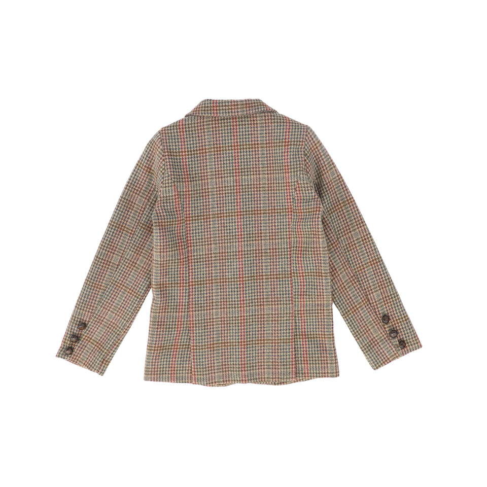 Le Bourdon Olive Houndstooth Wool Blazer