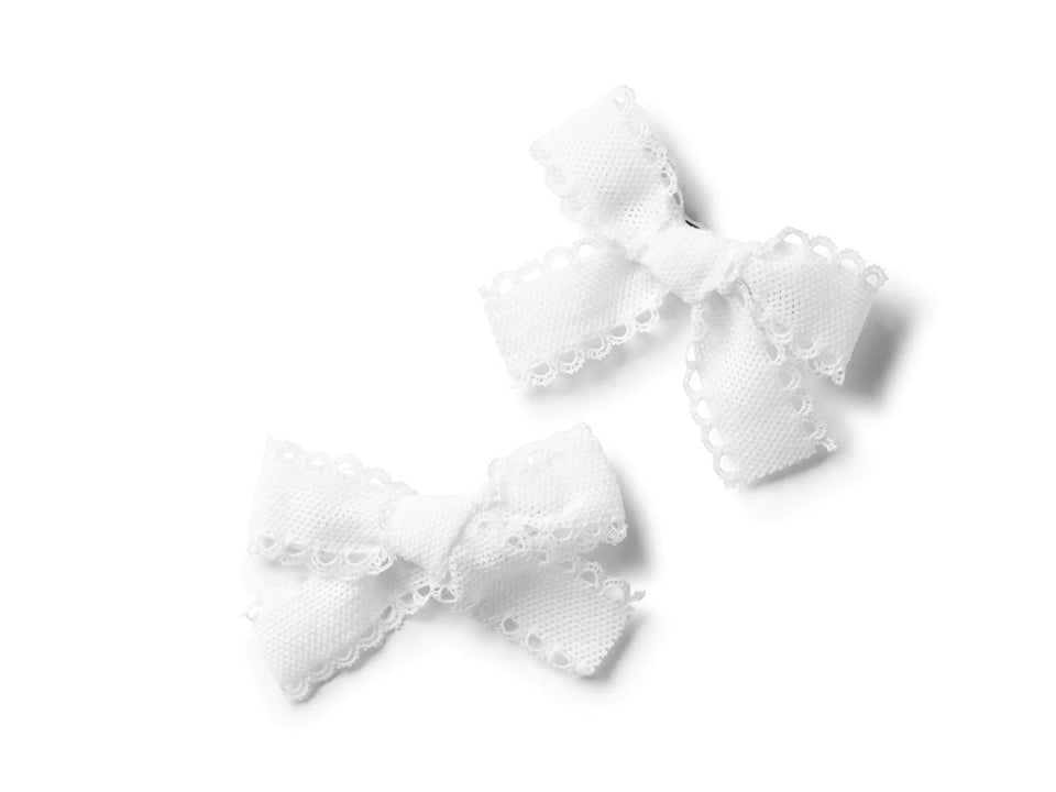 Halo Luxe White Sweets Lace Double Bow Clip Set