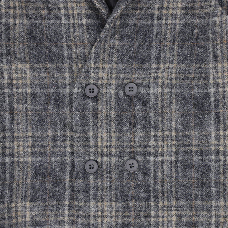 Le Bourdon Grey Wool Plaid Double Breasted Vest