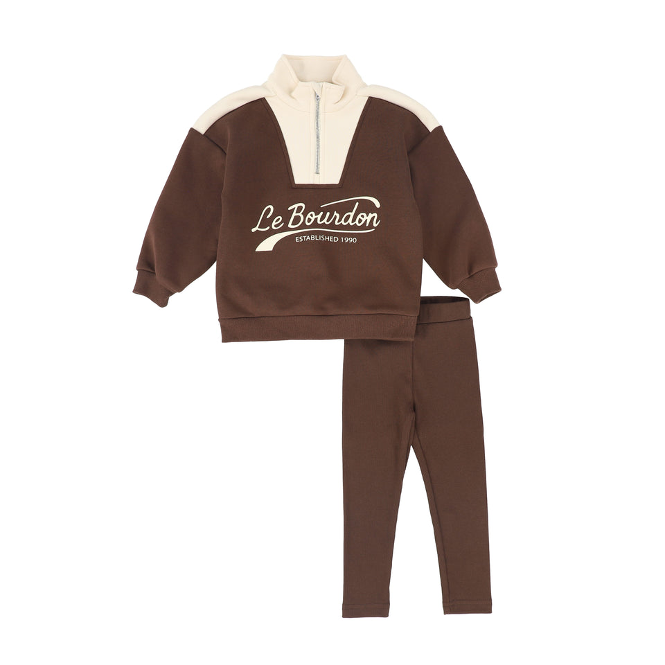 Le Bourdon Half Zip Colorblock Sweatshirt Set