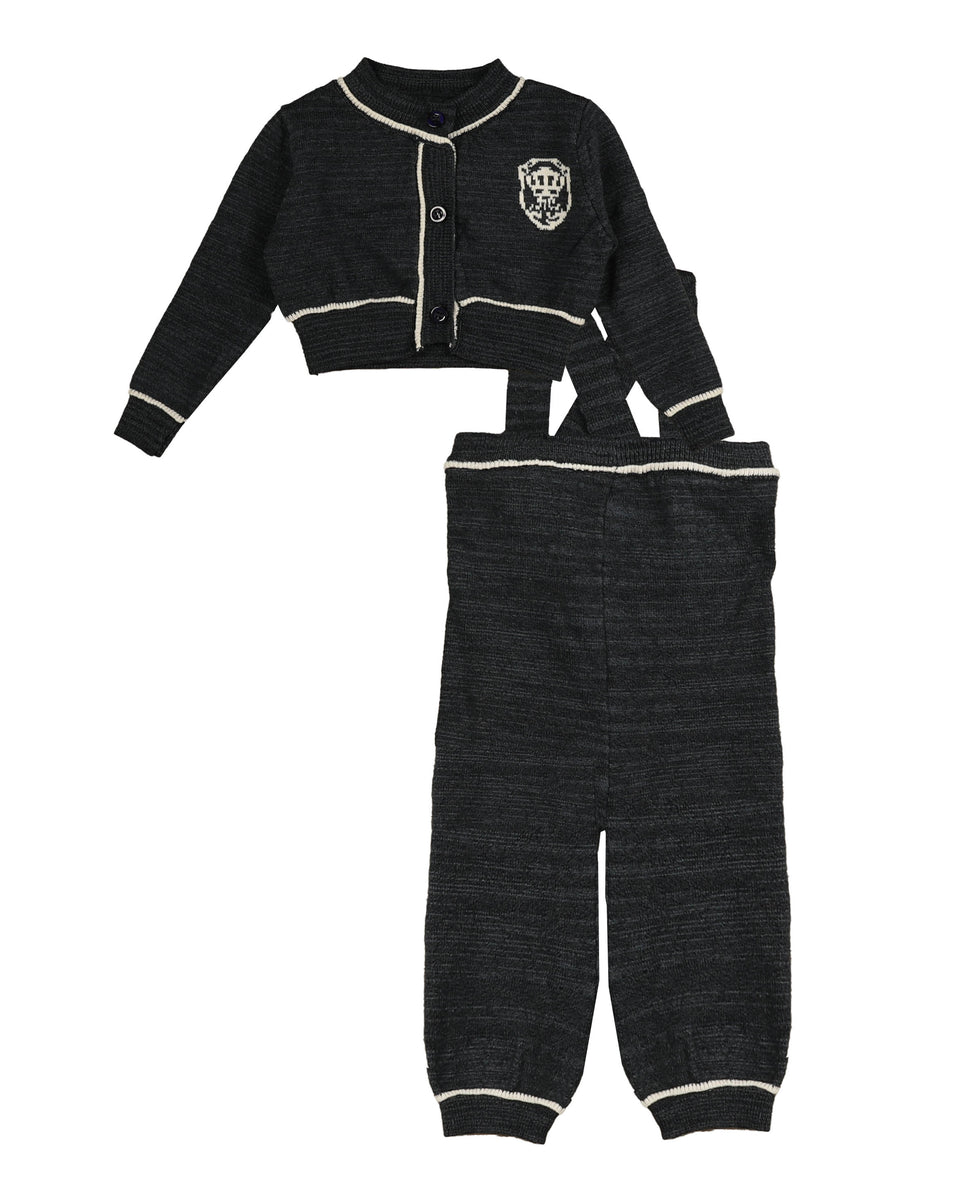 Belati Navy Cardigan W/ Emblem Long Set