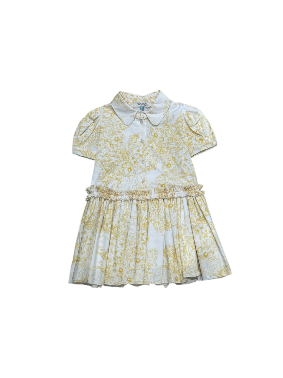 Alapage Yellow Floral KneckTie Low Waisted SS Dress