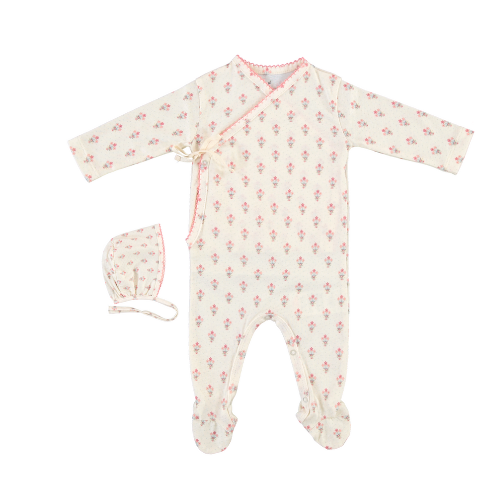 Bebe Organic Mora Bouquet Overall w/Bonnet