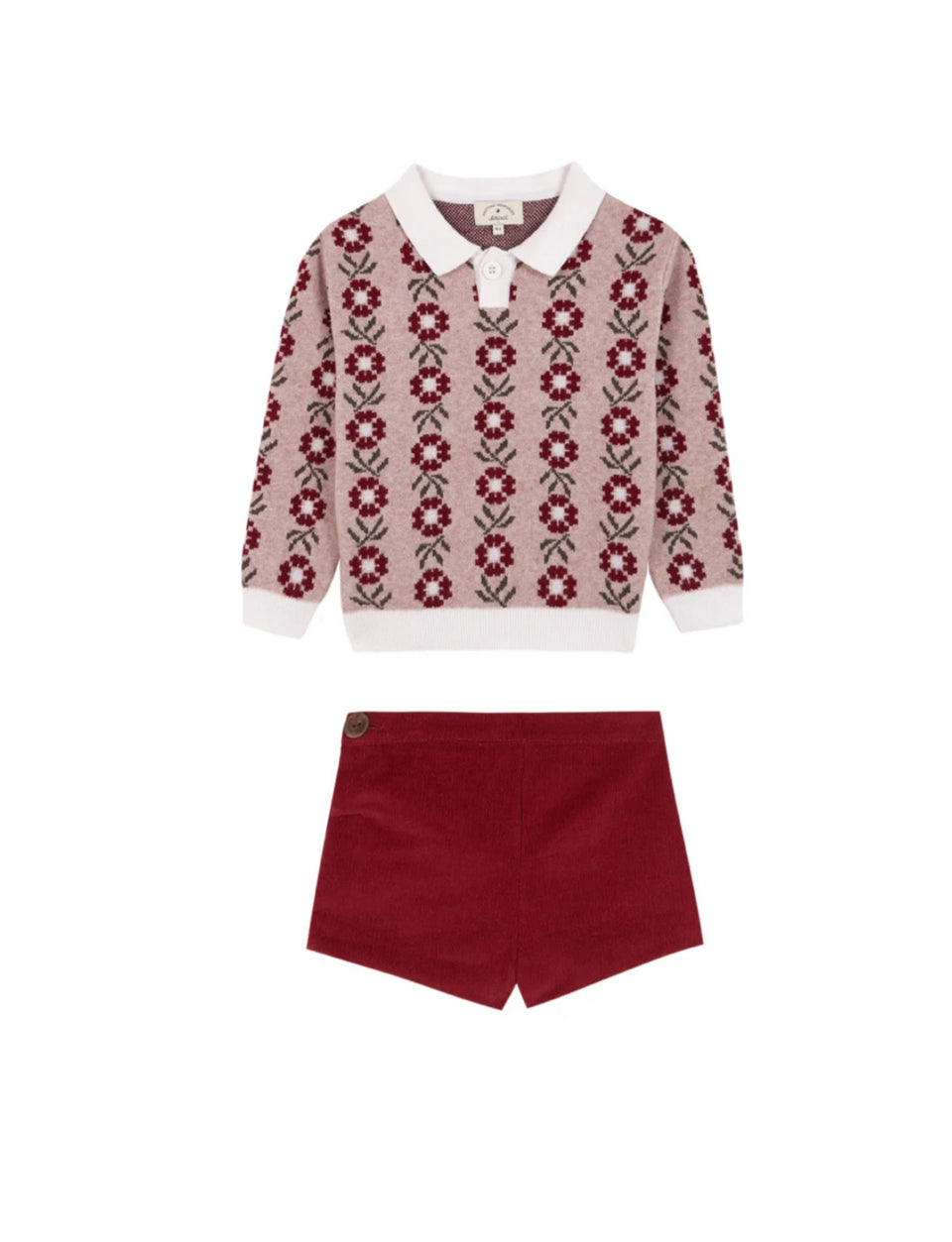 Birinit Petit Rosenda Sweater w/ Burgundy Shorts