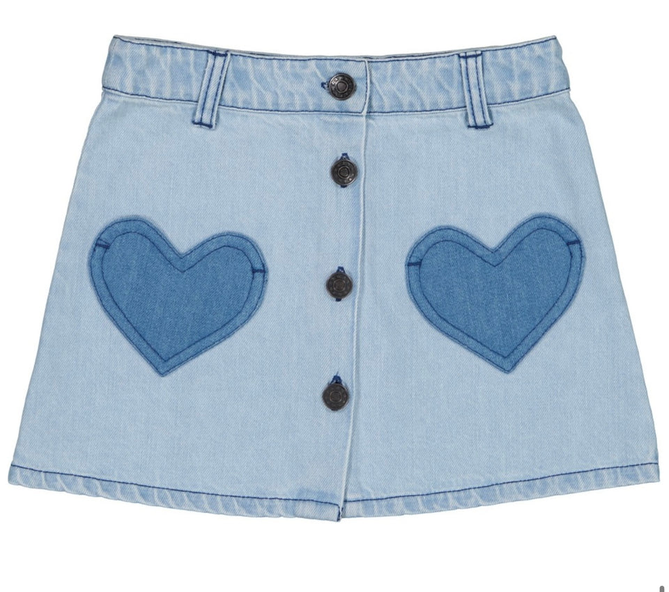 Louis Louise Hearts Denim Skirt