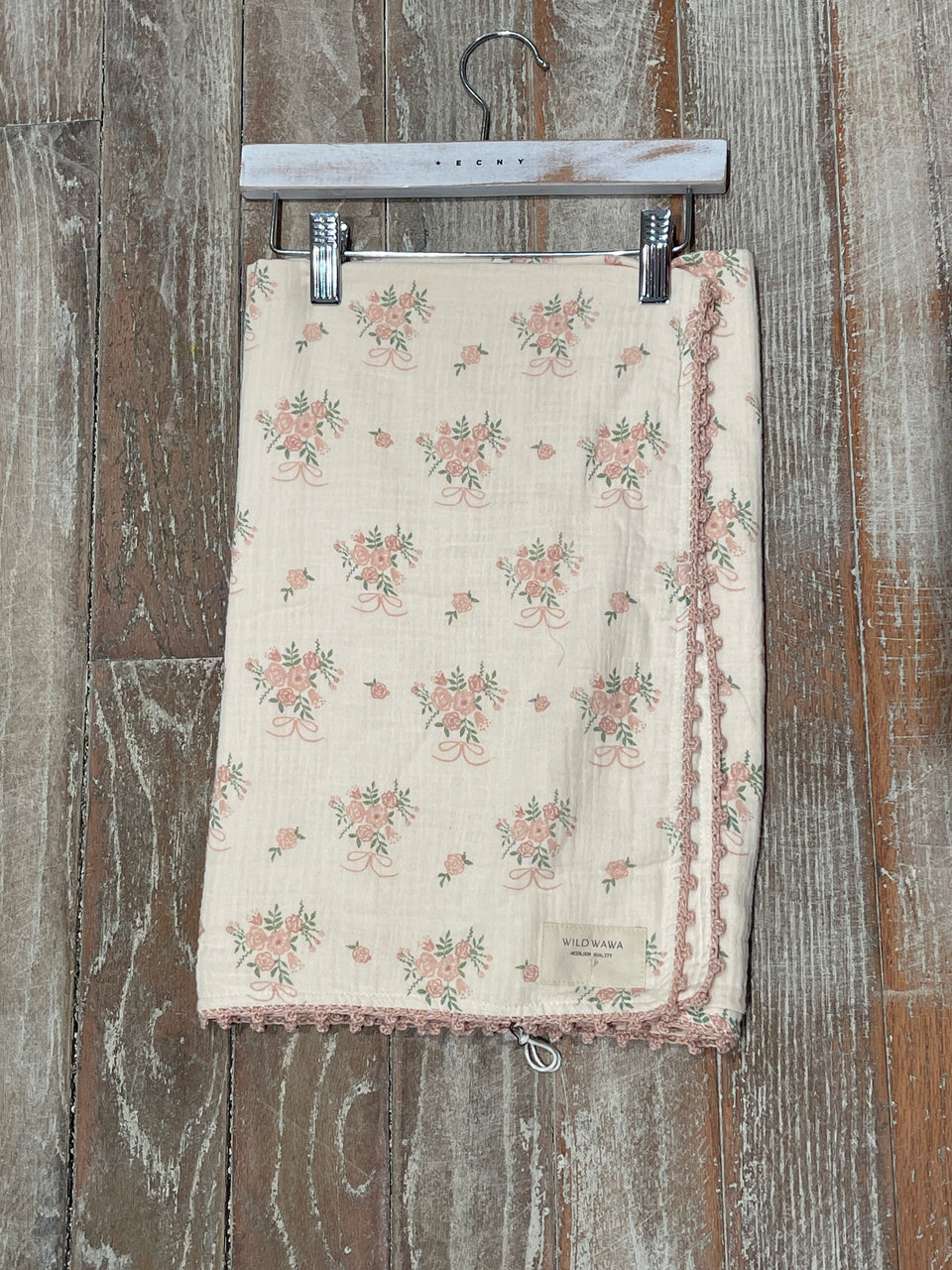 Wild Wawa Parfait Pink Crochet Trim Swaddle