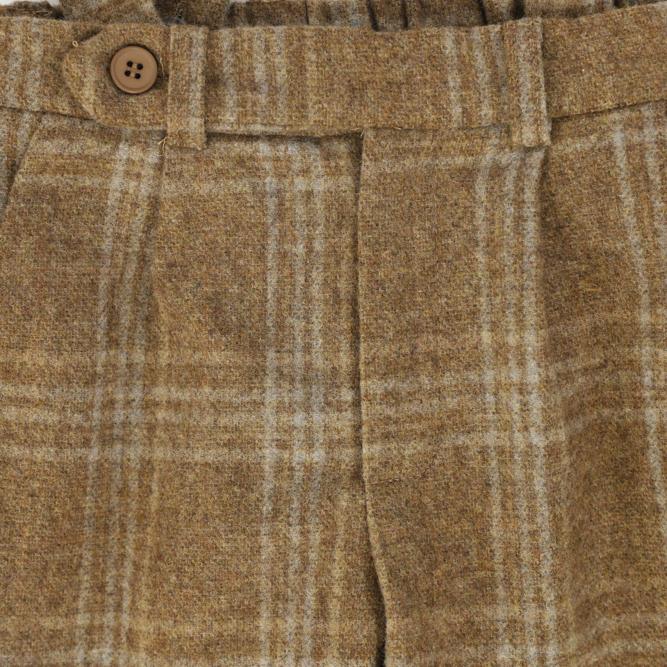 Le Bourdon Camel Plaid Print Pants-Removable Straps
