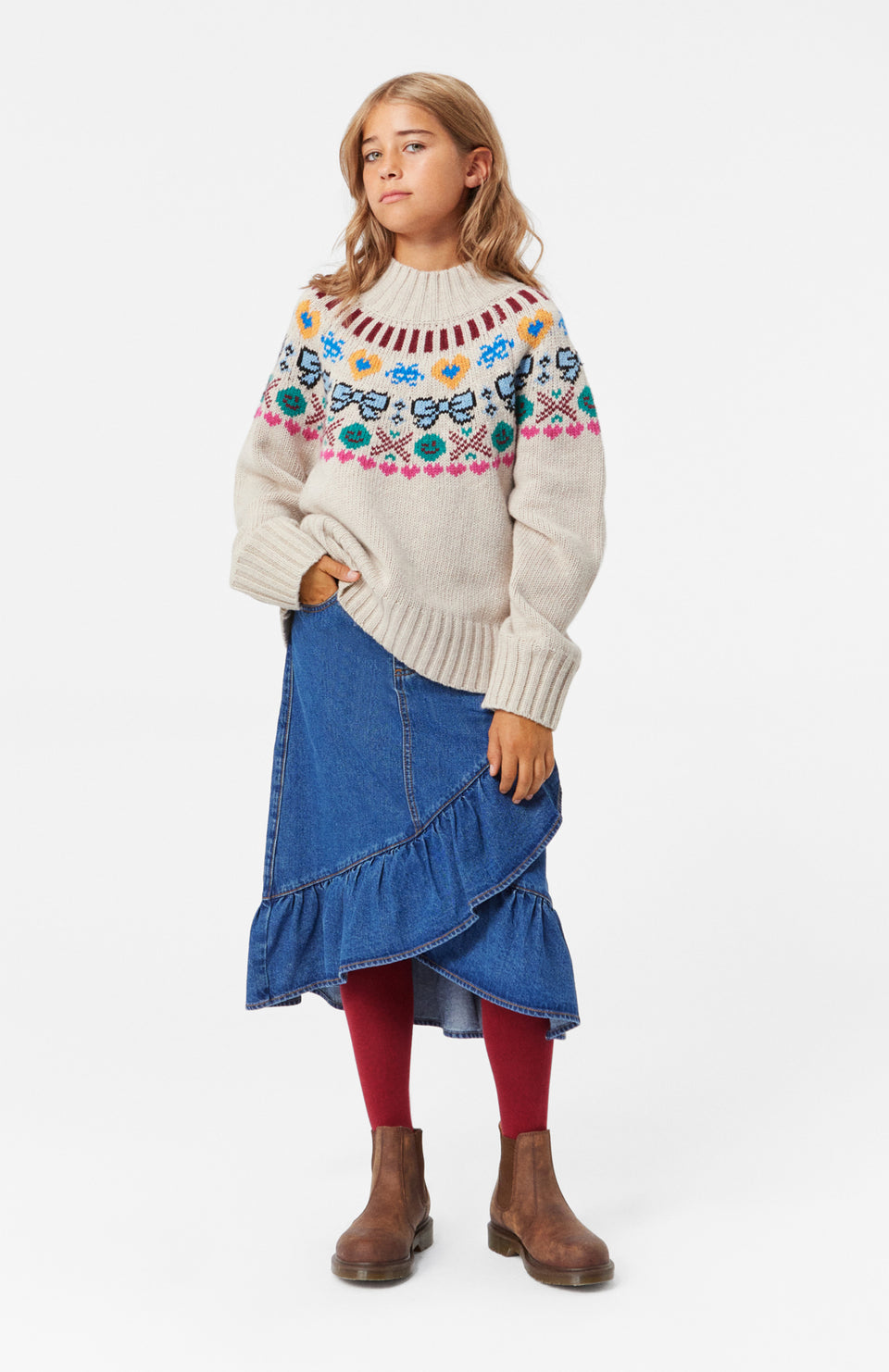 Molo Pixel Bows Gimlassi Knit Sweater