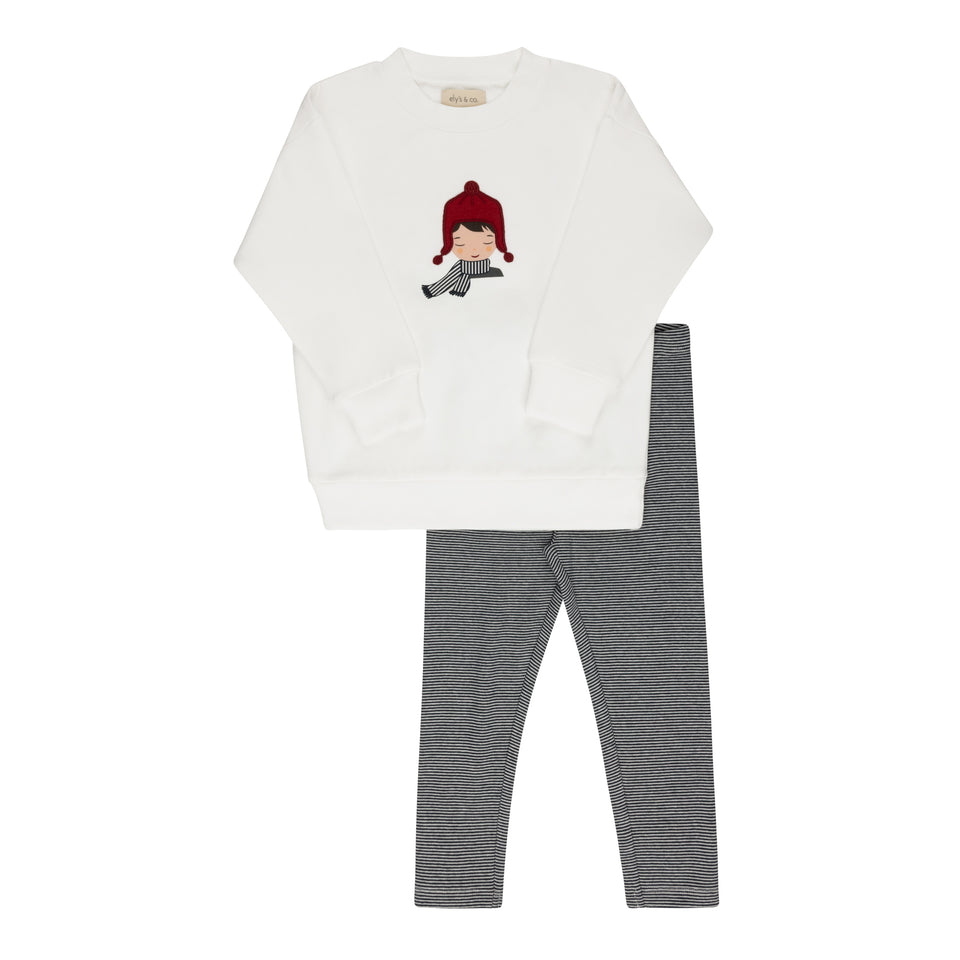 Ely’s & Co. Loom Autumn Kids Ivory/Blue Sweatshirt Set