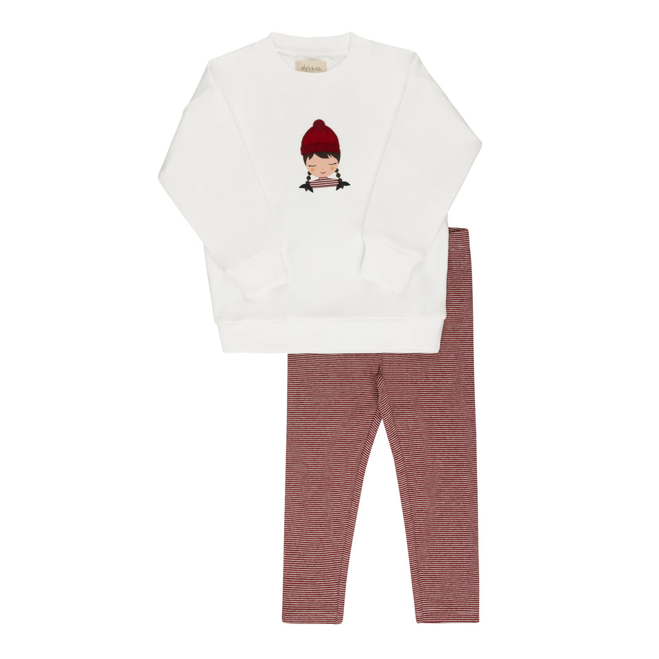 Ely’s & Co. Loom Autumn Kids Ivory/Pink Sweatshirt Set