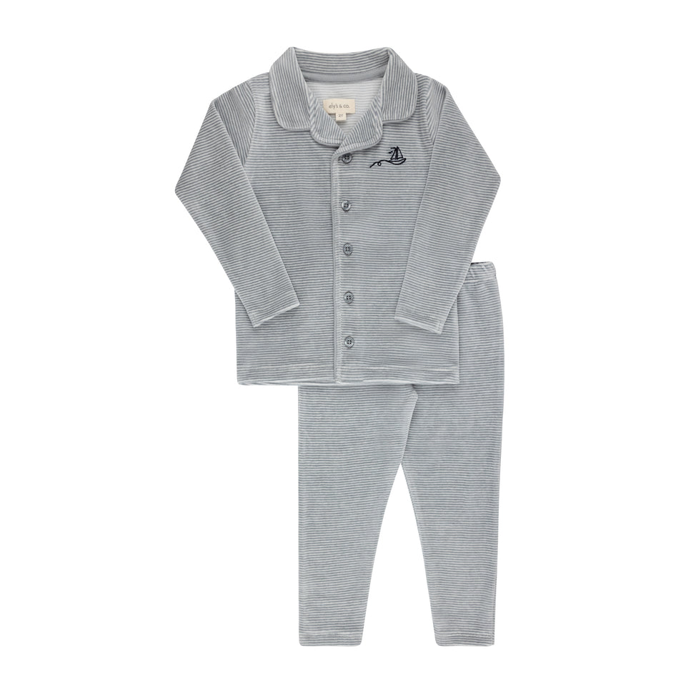Ely’s & Co. Loom Velour Stripe Light Blue Pajamas