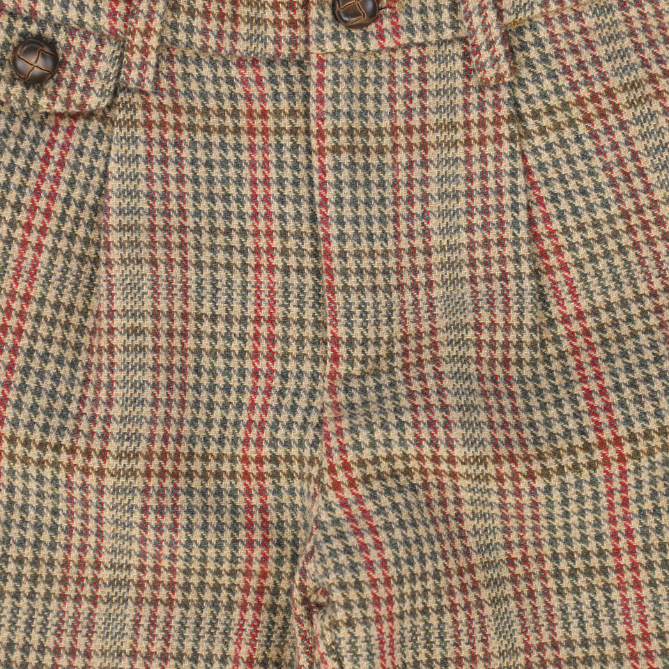 Le Bourdon Olive Houndstooth Wool Pants