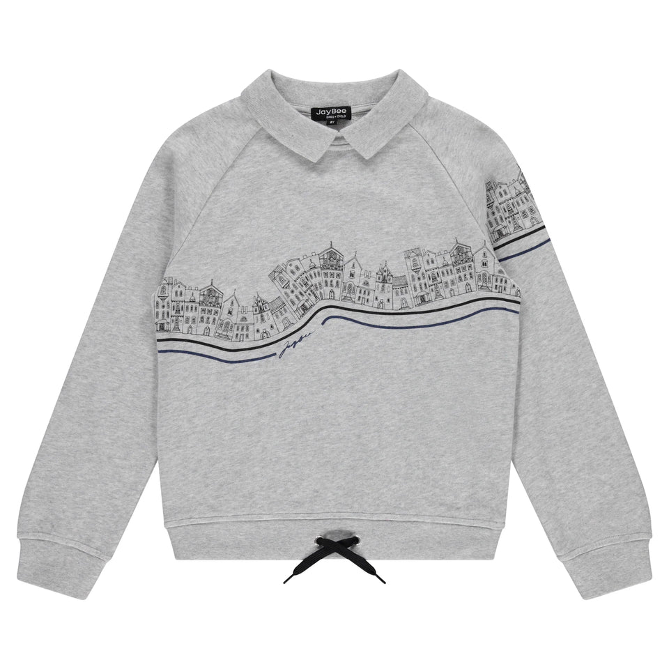 Jaybee Grey Graphic Sweatshirt Polo