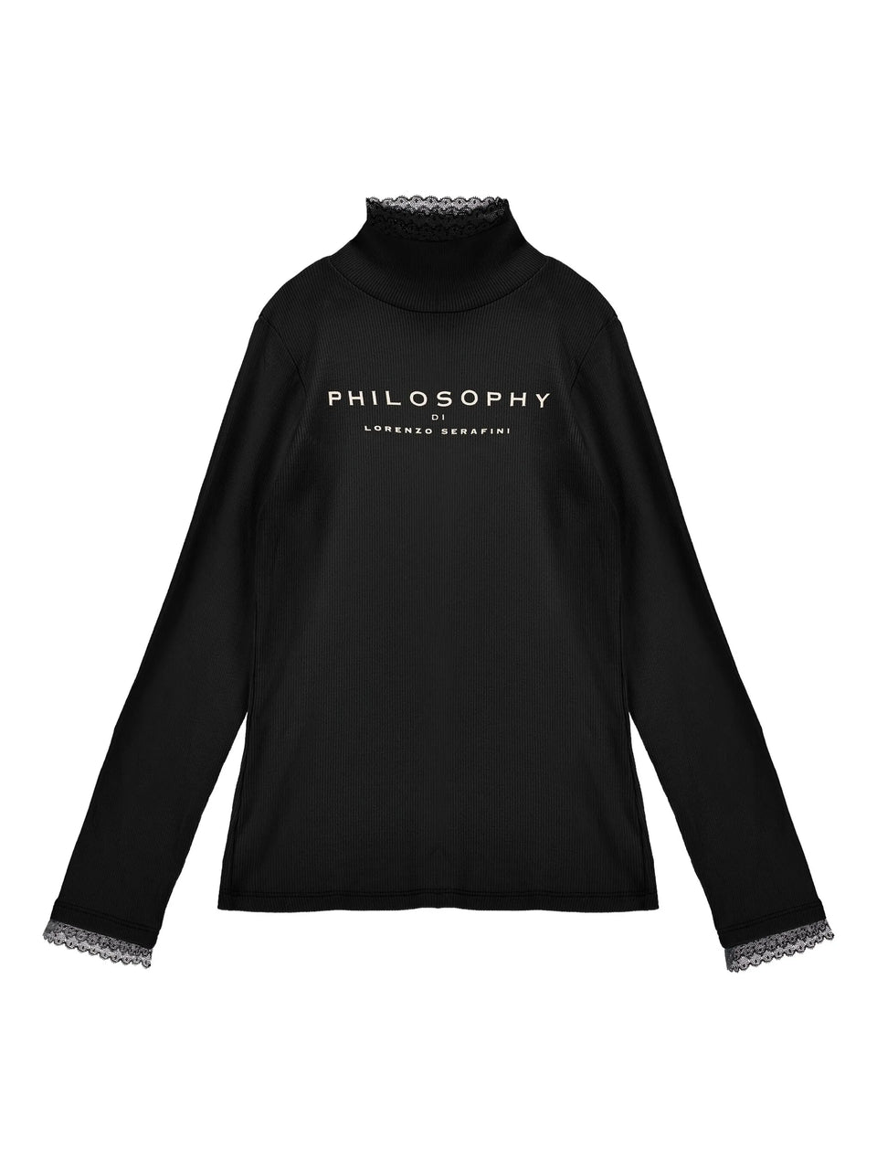 Philosophy Black LS Half Turtleneck Rib Tee