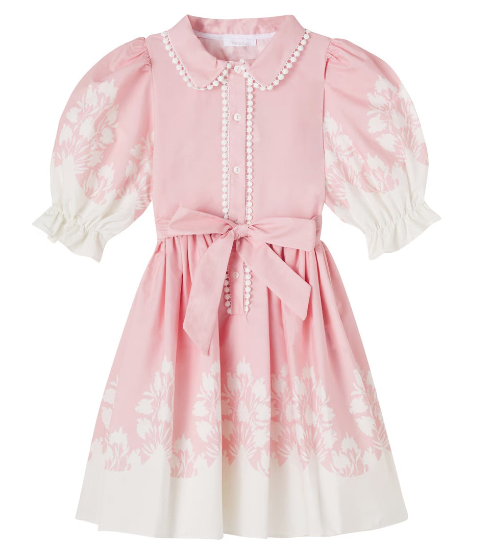 Patachou Bow-Detail Printed Cotton Shirt dress *check length before ordering.