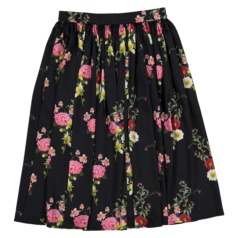 Christina Rohde Multi Floral Black Skirt
