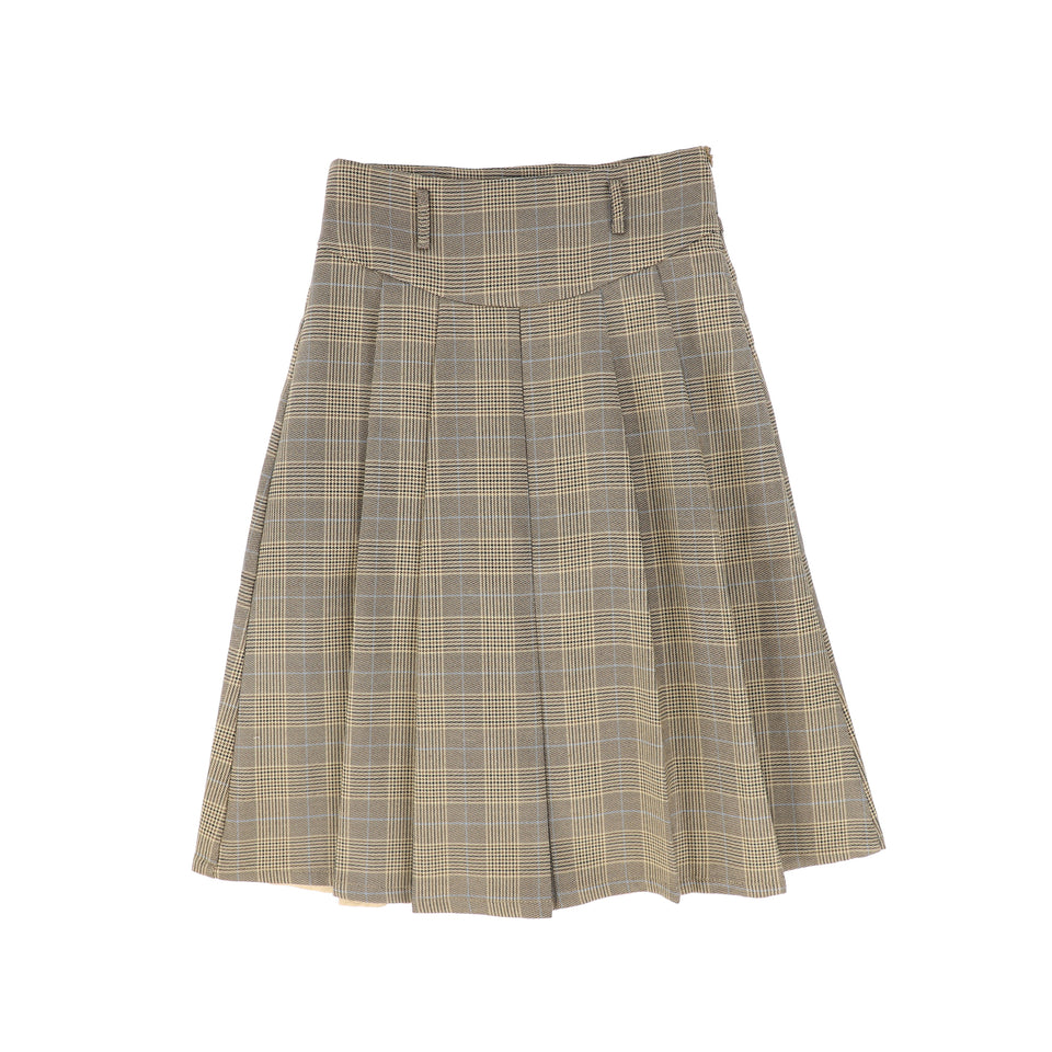 Valentina Brown Plaid Pleated Drop Waist Skirt