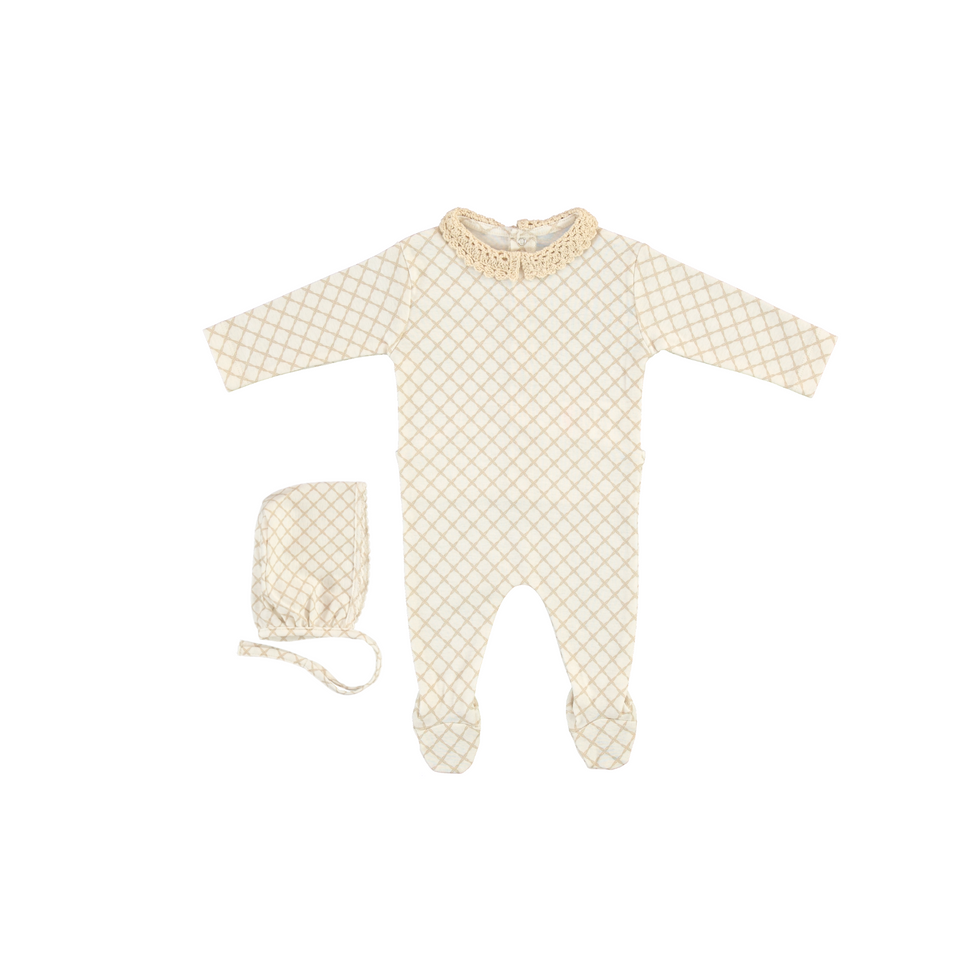 Bebe Organic Maree Natural Collar Overall w/ Bonnet