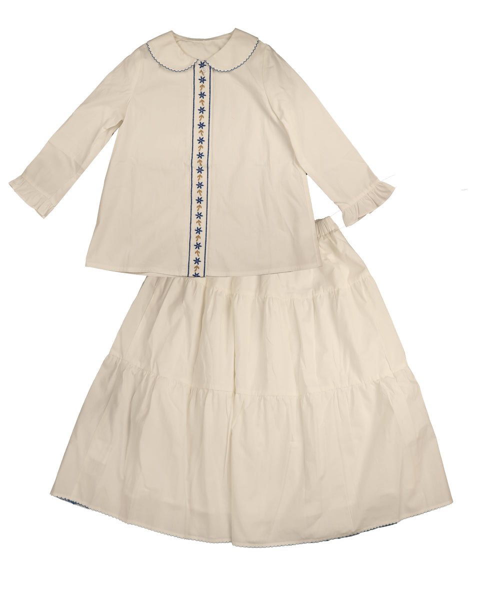 Noma Blue Set with Special Trim and Embroidery